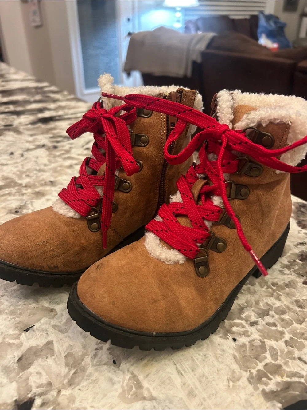 True Craft Tan Kids Boot with Red Laces